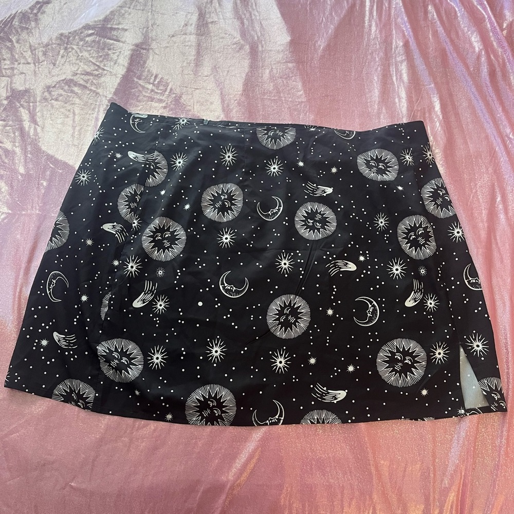 Black Miniskirt with Celestial Whimsigoth White Details